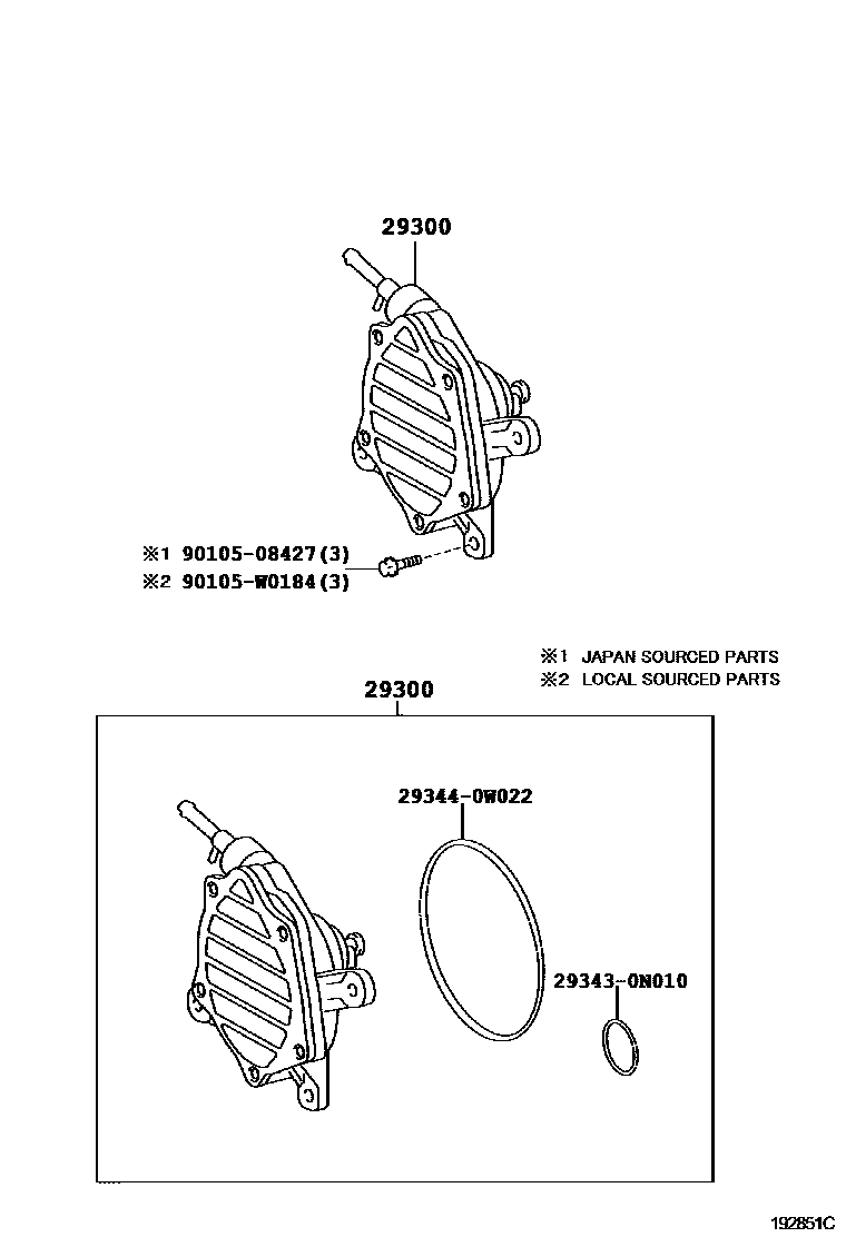 Toyota COROLLA 真空泵 EPC diagram — 192851C