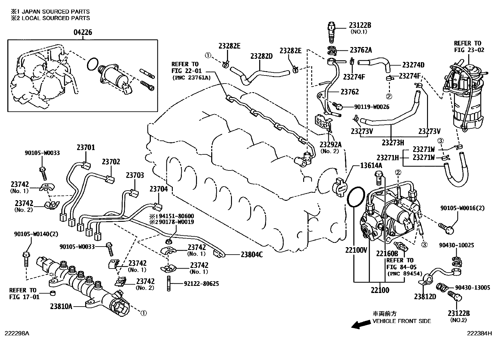 Toyota COROLLA 喷油泵总成 EPC diagram — 222384H