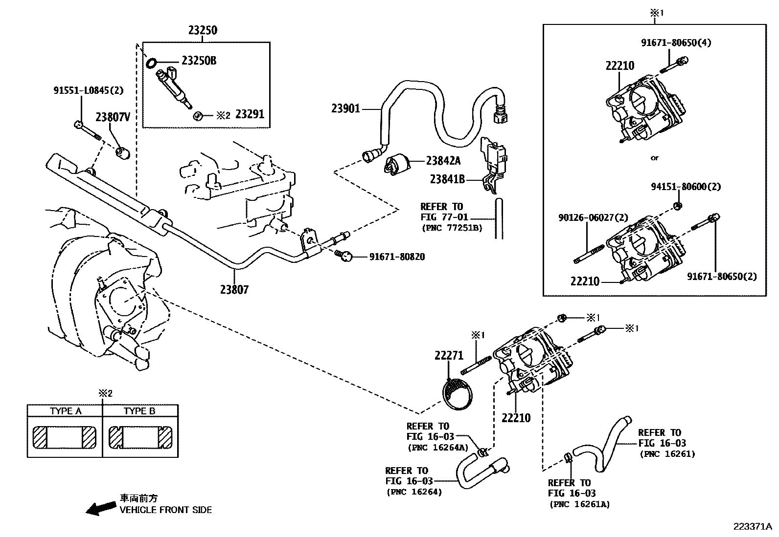 Toyota COROLLA 燃油喷射系统 EPC diagram — 223371A