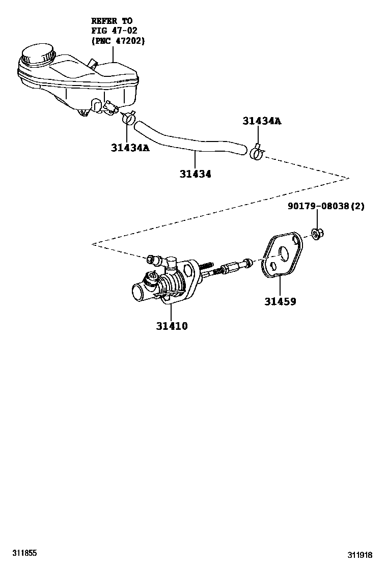 Toyota COROLLA 离合器总泵 EPC diagram — 311918