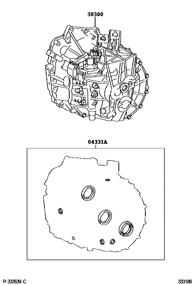 Toyota COROLLA 传动桥或变速器总成和衬垫组件(MTM) EPC diagram — 333188