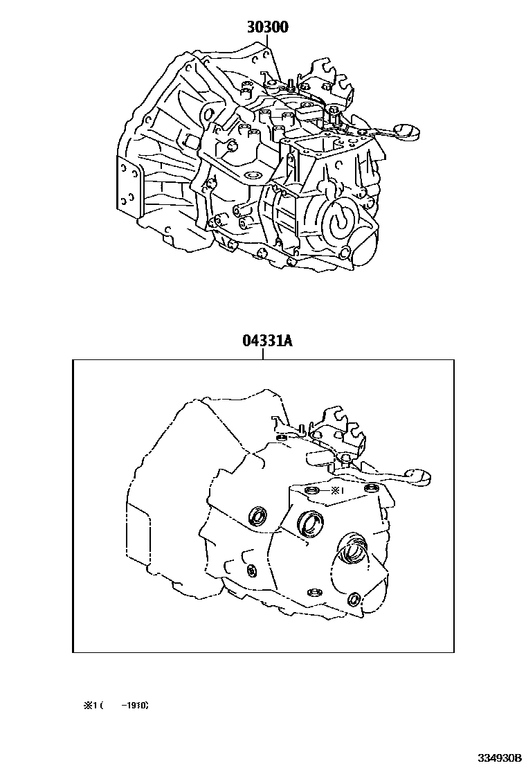 Toyota COROLLA 传动桥或变速器总成和衬垫组件(MTM) EPC diagram — 334930B
