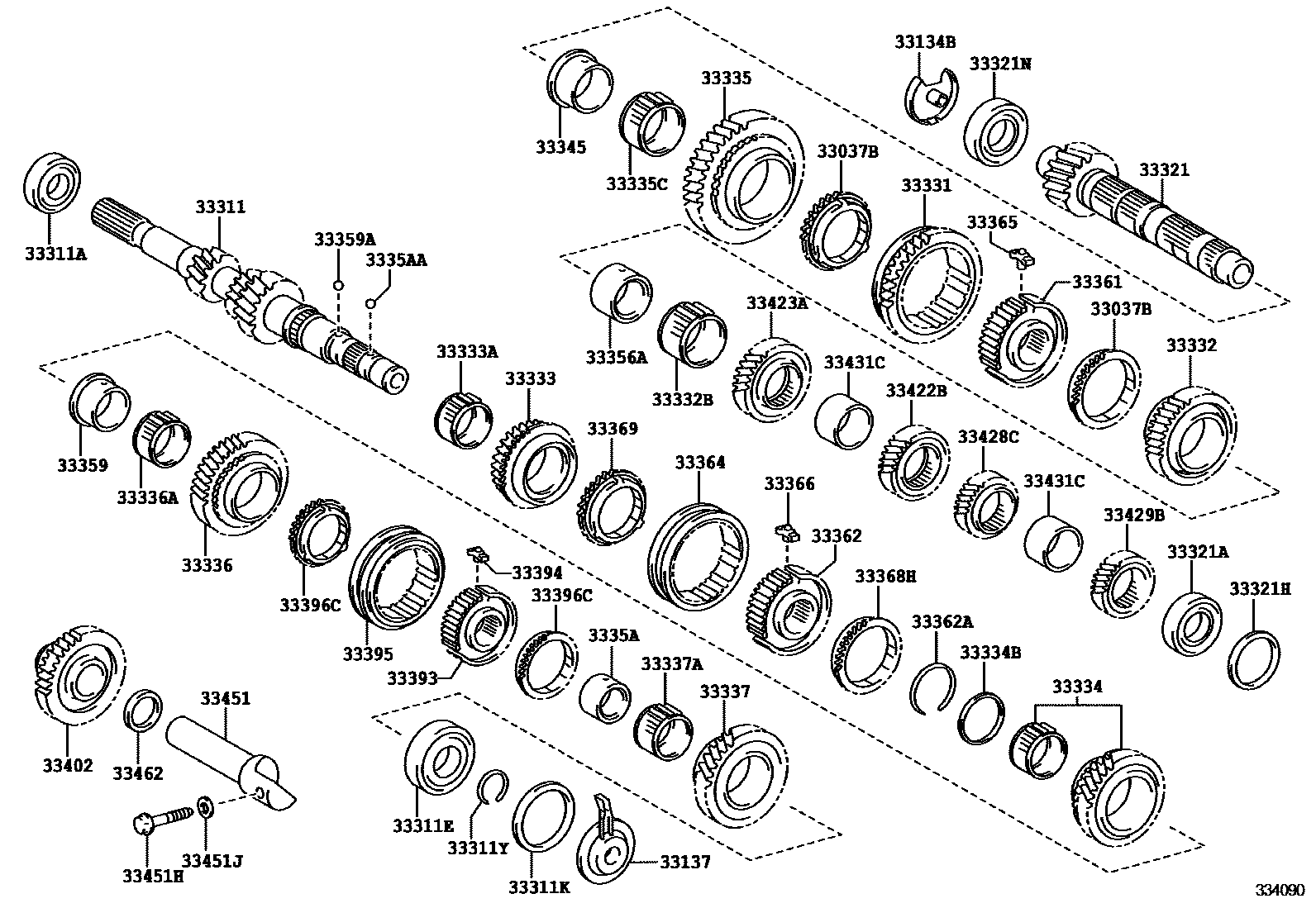 Toyota COROLLA 变速器齿轮(MTM) EPC diagram — 334090