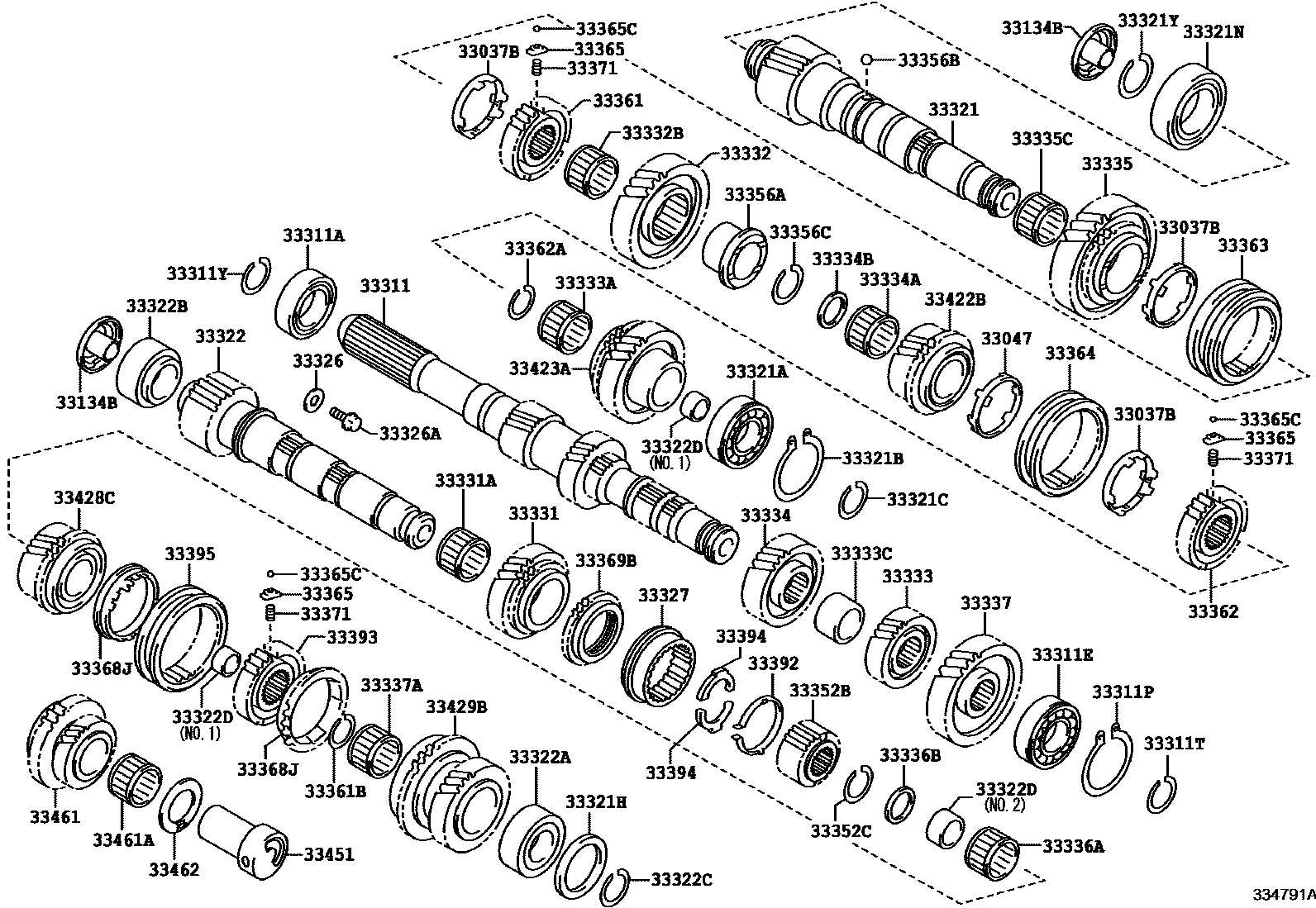 Toyota COROLLA 变速器齿轮(MTM) EPC diagram — 334791A
