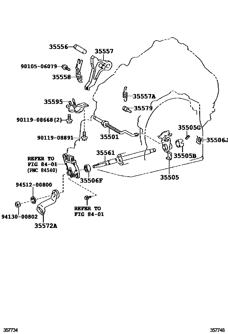 Toyota COROLLA 节气阀连杆和阀杆(ATM) EPC diagram — 357748