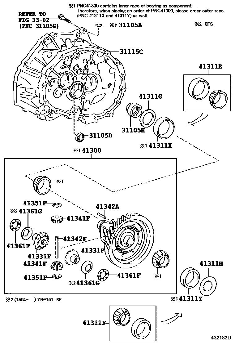 Toyota COROLLA 前桥壳和差速器 EPC diagram — 432183D