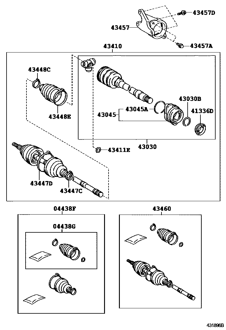 Toyota COROLLA Front Drive Shaft EPC diagram — 431896B