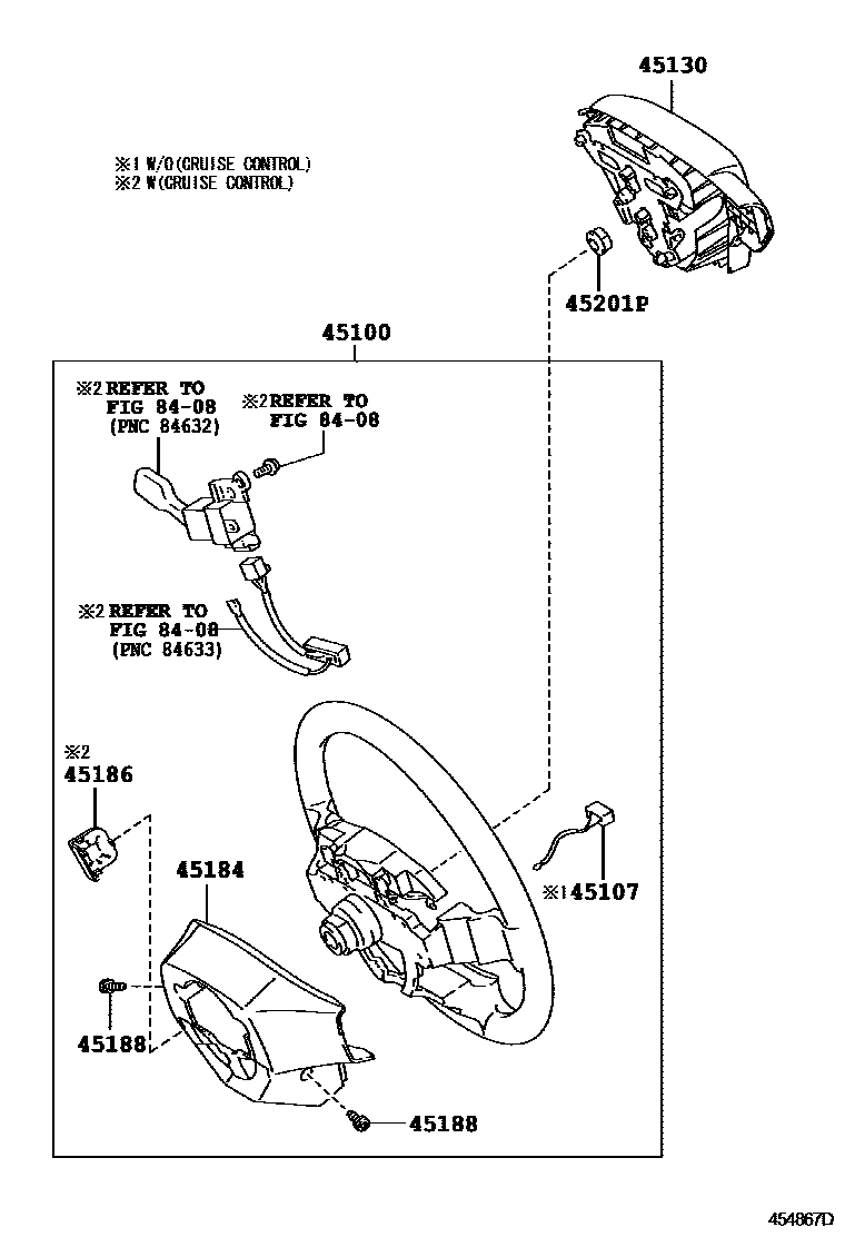 Toyota COROLLA Steering Wheel EPC diagram — 454867D