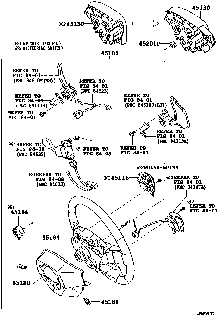 Toyota COROLLA Steering Wheel EPC diagram — 454961D