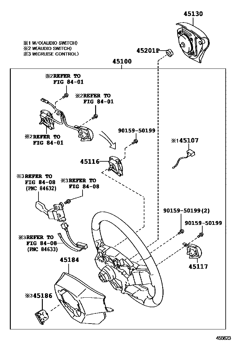 Toyota COROLLA Steering Wheel EPC diagram — 455623