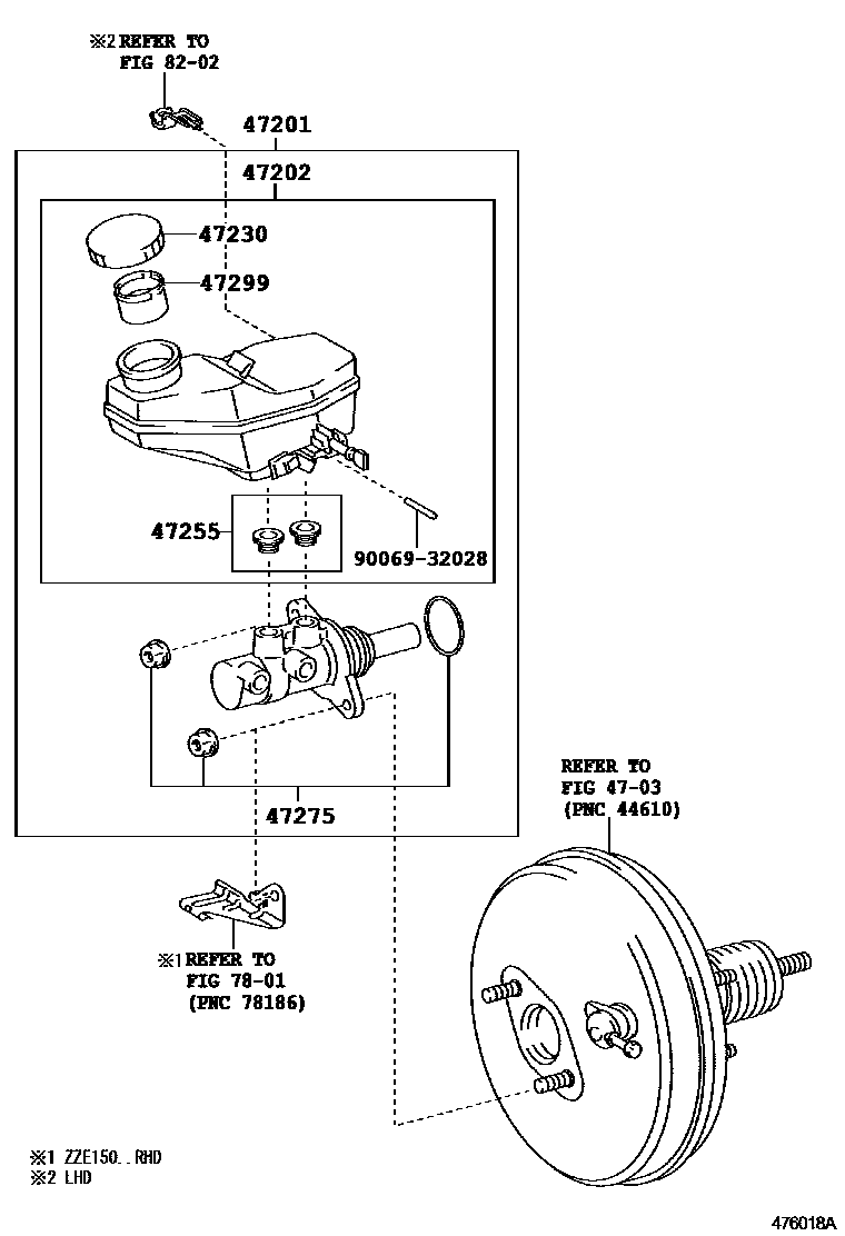 Toyota COROLLA 制动总泵 EPC diagram — 476018A