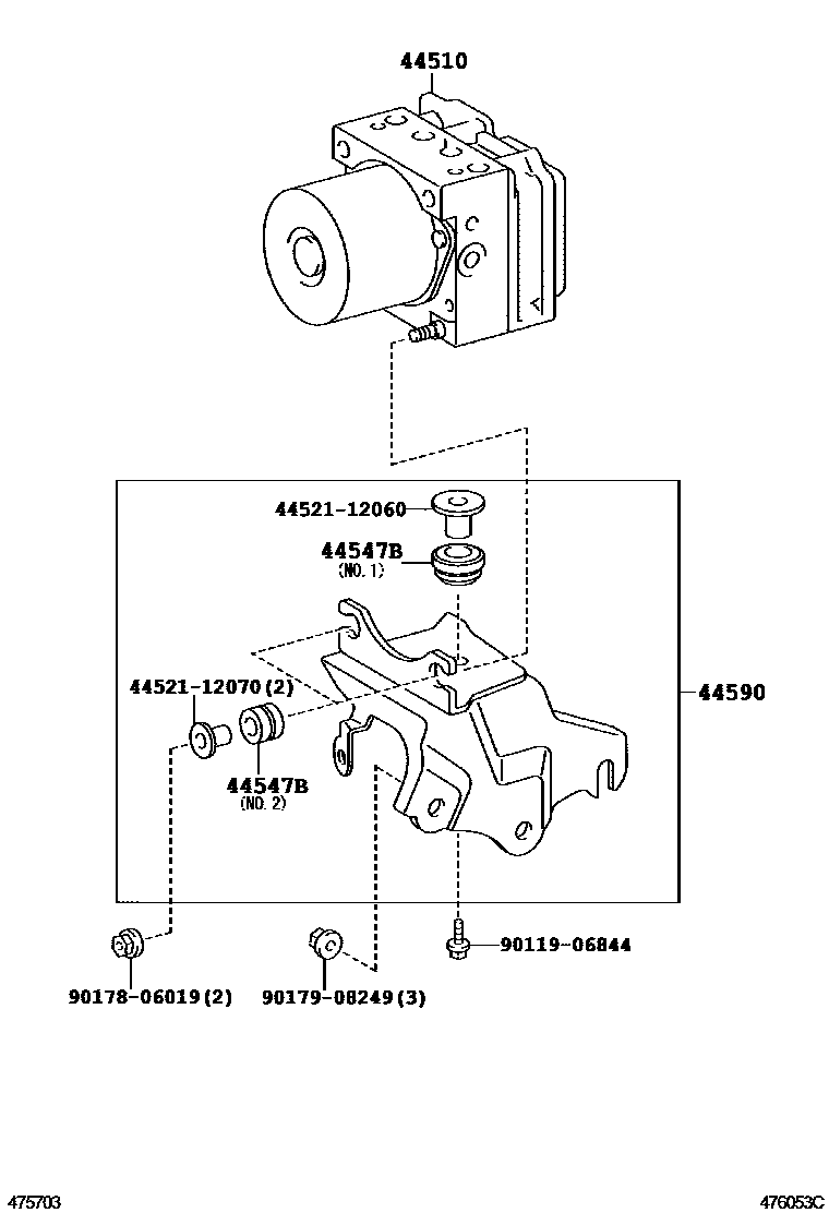 Toyota COROLLA 制动配管和卡箍 EPC diagram — 476053C