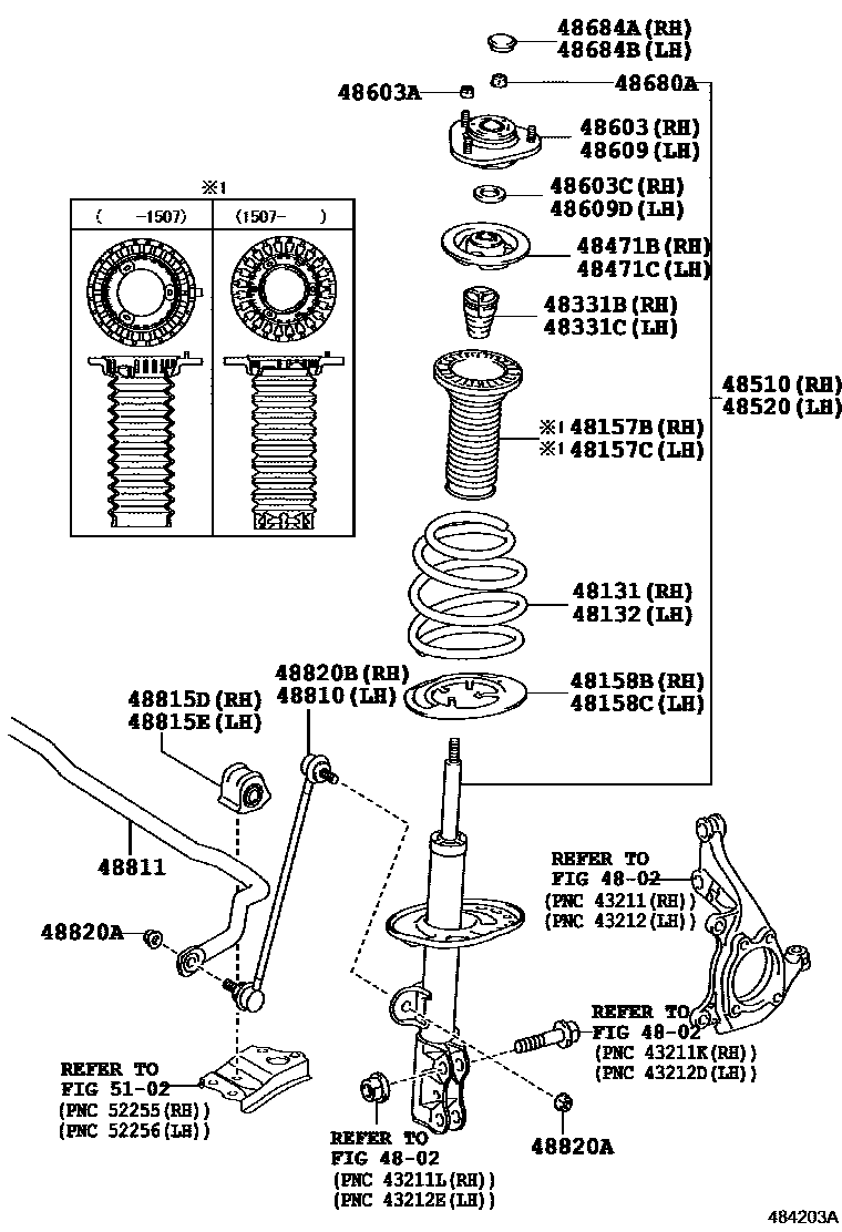 Toyota COROLLA Front Spring & Shock Absorber EPC diagram — 484203A