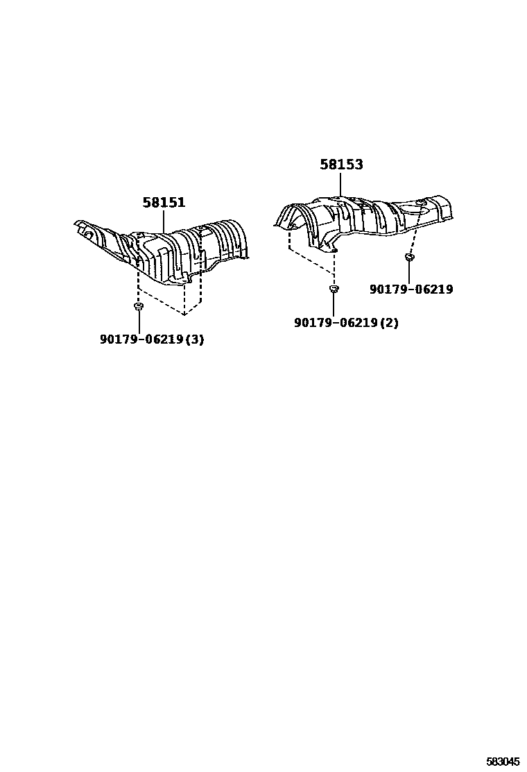 Toyota COROLLA 地板隔热垫 EPC diagram — 583045