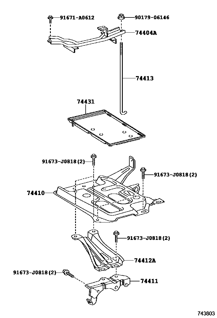 Toyota COROLLA battery holder EPC diagram — 743803