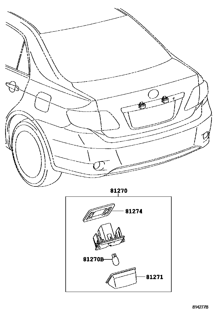Toyota COROLLA 后牌照灯 EPC diagram — 814277B