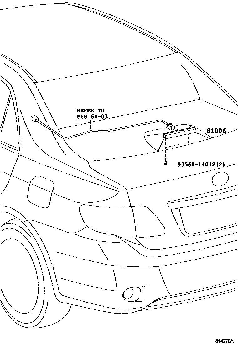 Toyota COROLLA 高位刹车灯 EPC diagram — 814278A