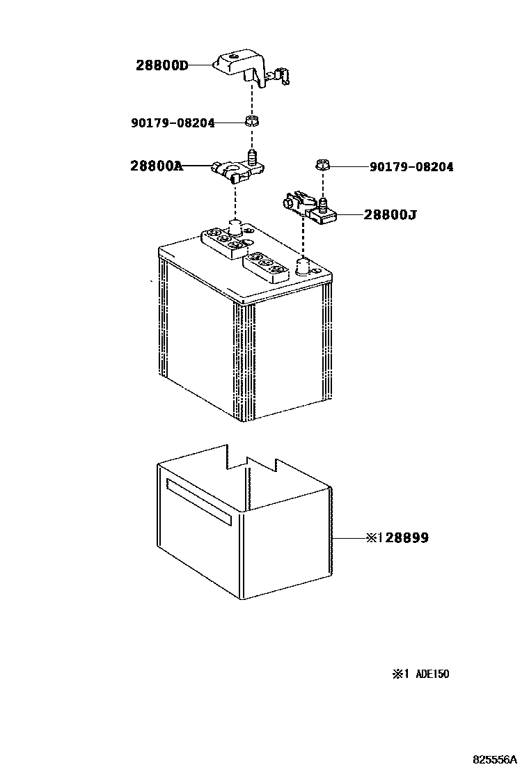 Toyota COROLLA 蓄电池和蓄电池电缆 EPC diagram — 825556A