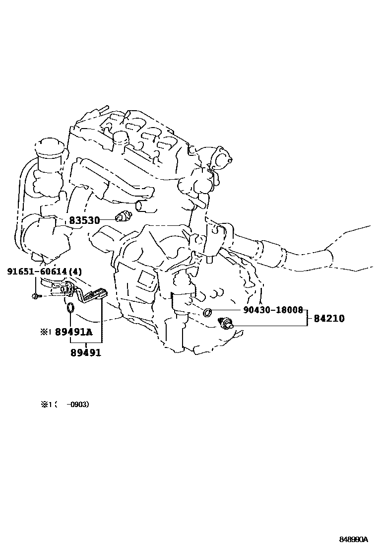 Toyota COROLLA 开关和继电器和ECU EPC diagram — 848990A