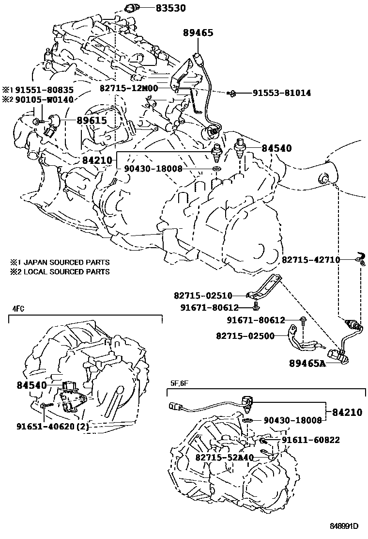 Toyota COROLLA 开关和继电器和ECU EPC diagram — 848991D