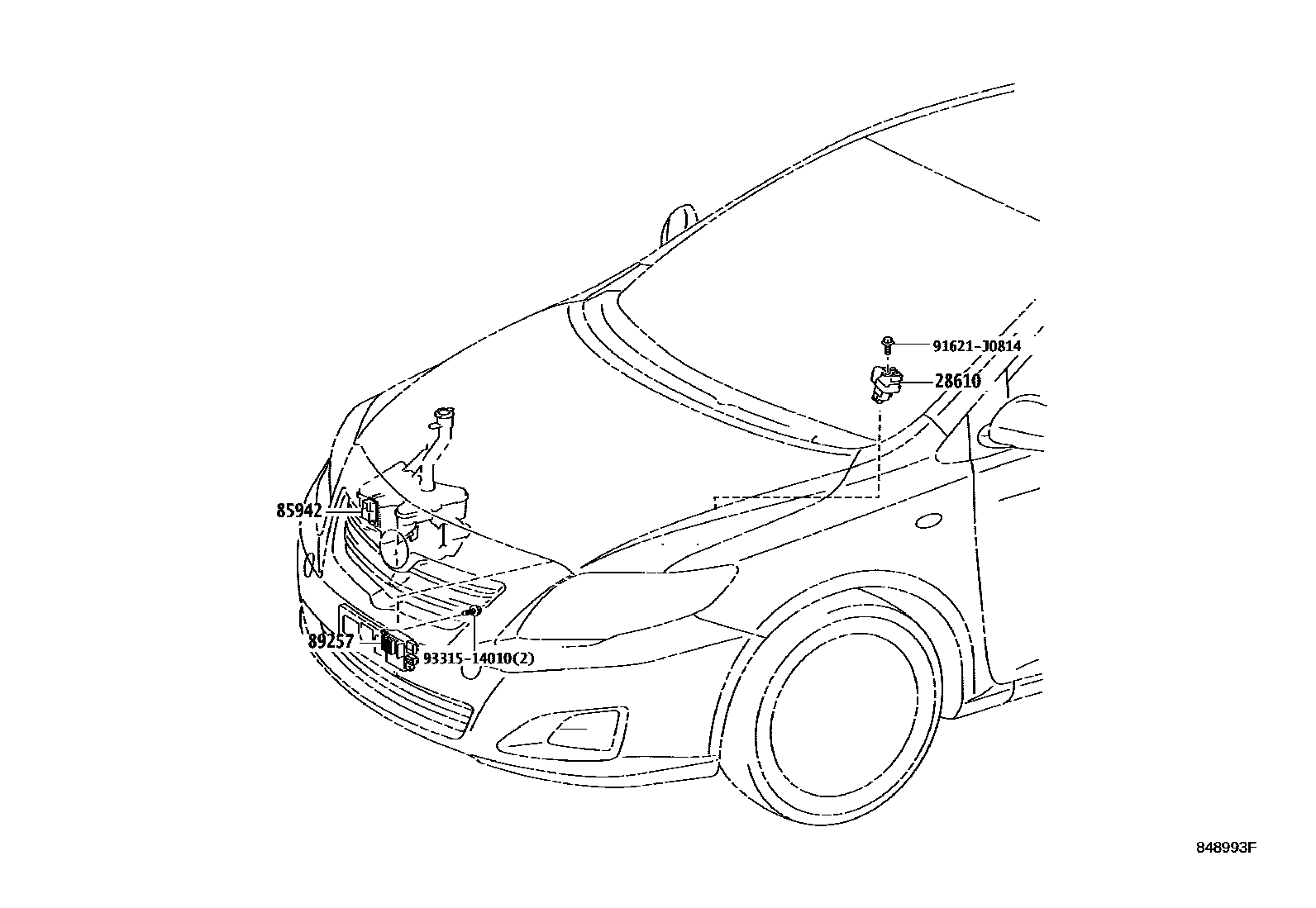 Toyota COROLLA 开关和继电器和ECU EPC diagram — 848993F