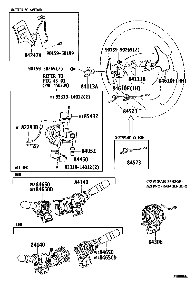 Toyota COROLLA 开关和继电器和ECU EPC diagram — 848996E