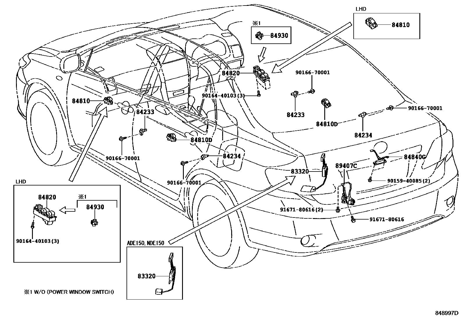 Toyota COROLLA 开关和继电器和ECU EPC diagram — 848997D