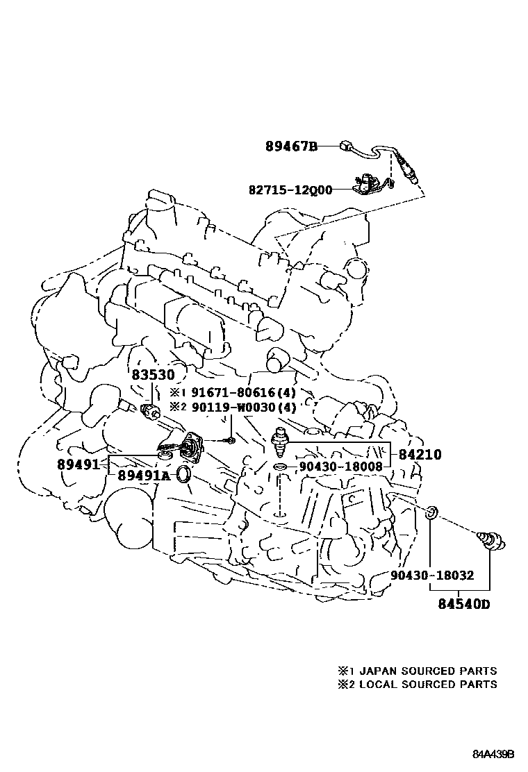 Toyota COROLLA 开关和继电器和ECU EPC diagram — 84A439C