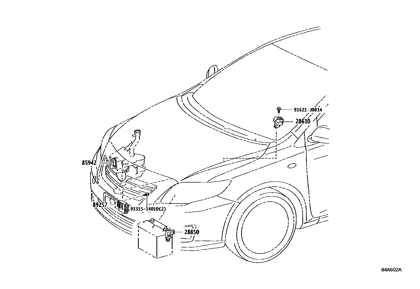 Toyota COROLLA 开关和继电器和ECU EPC diagram — 84A602A