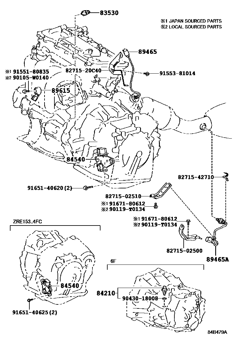 Toyota COROLLA 开关和继电器和ECU EPC diagram — 84B479A
