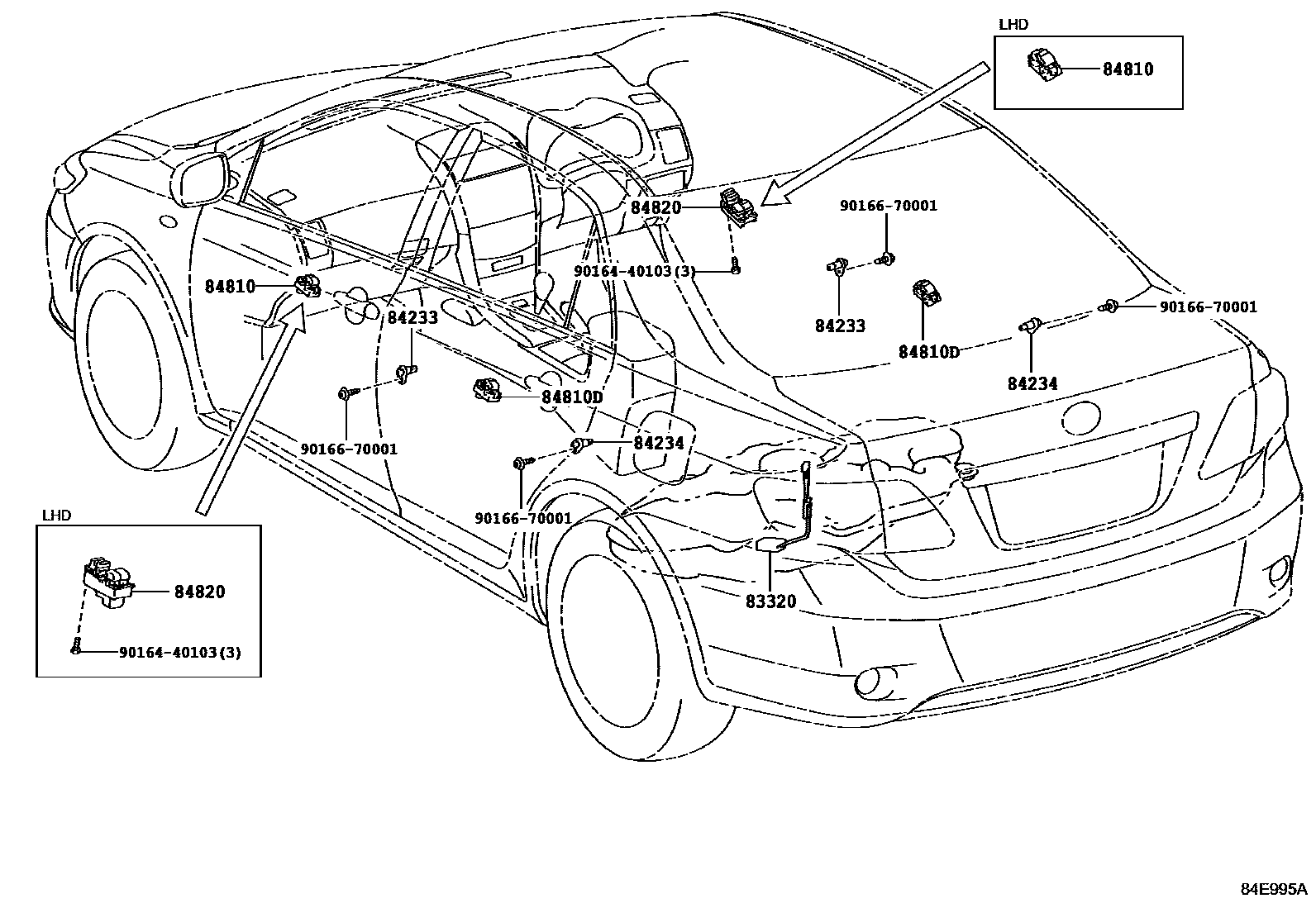 Toyota COROLLA 开关和继电器和ECU EPC diagram — 84E995A