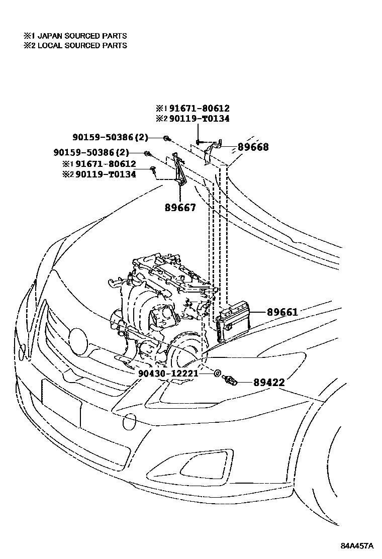 Toyota COROLLA 电子燃油喷射系统 EPC diagram — 84A457A