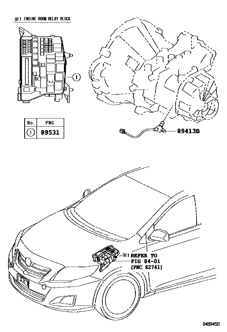 Toyota COROLLA 超速档和电子控制变速器 EPC diagram — 848945B