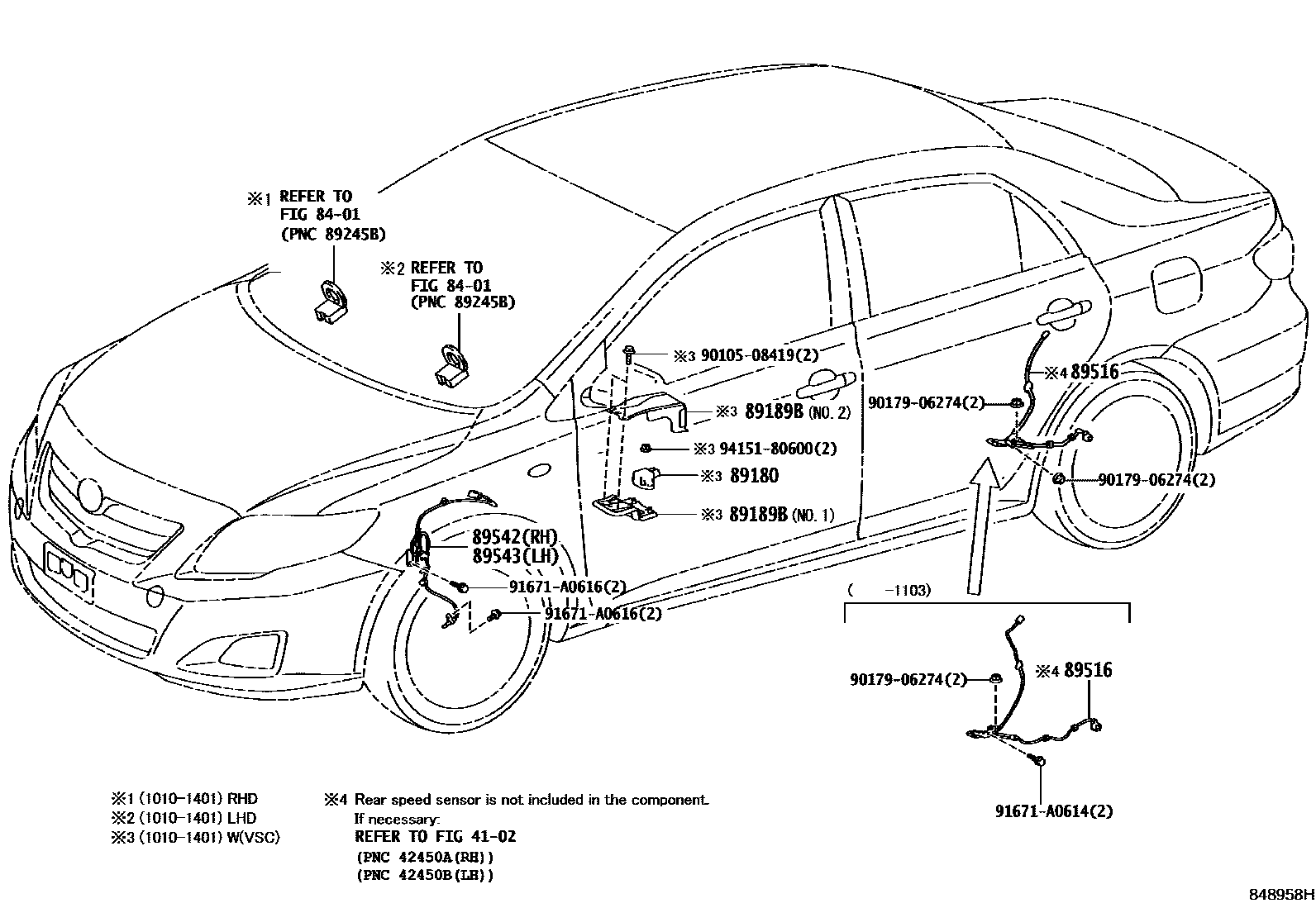 Toyota COROLLA ABS 和 VSC EPC diagram — 848958H