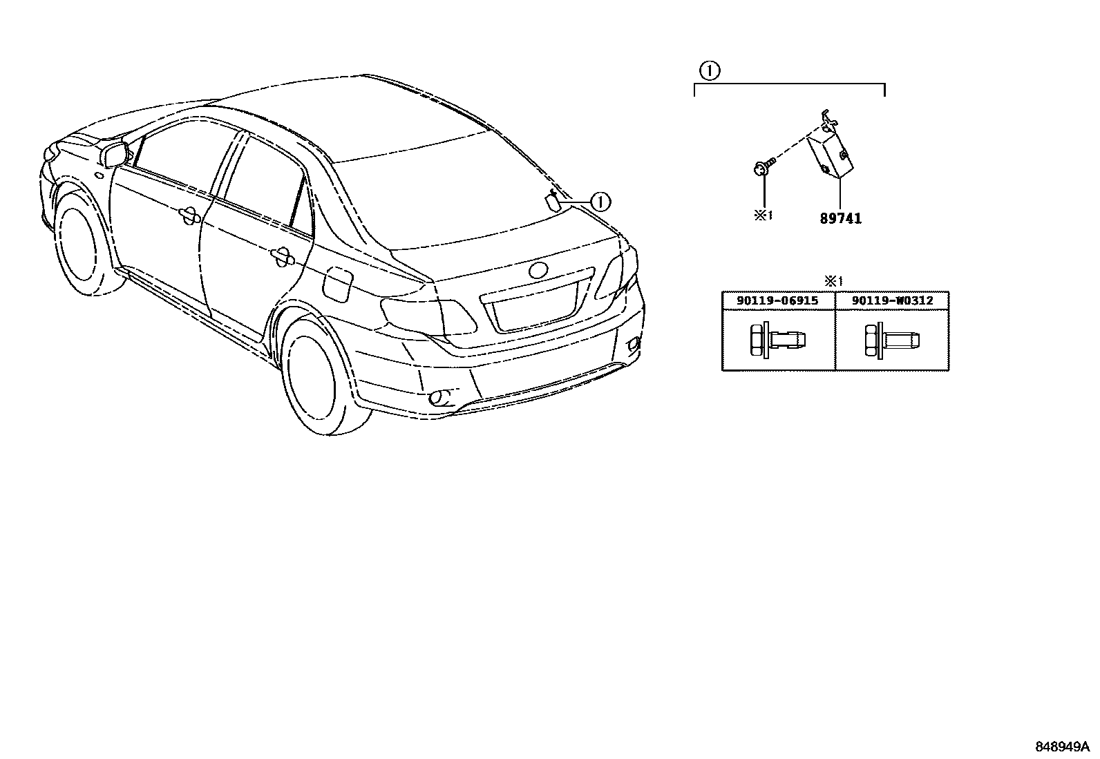 Toyota COROLLA 遥控门锁 EPC diagram — 848949A
