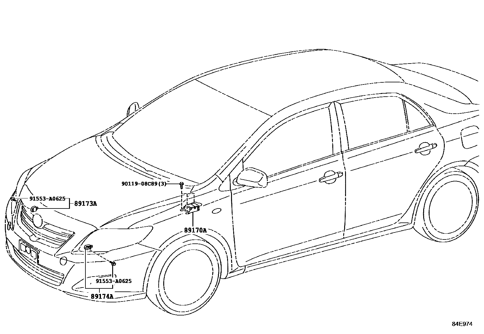 Toyota COROLLA 空气囊 EPC diagram — 84E974