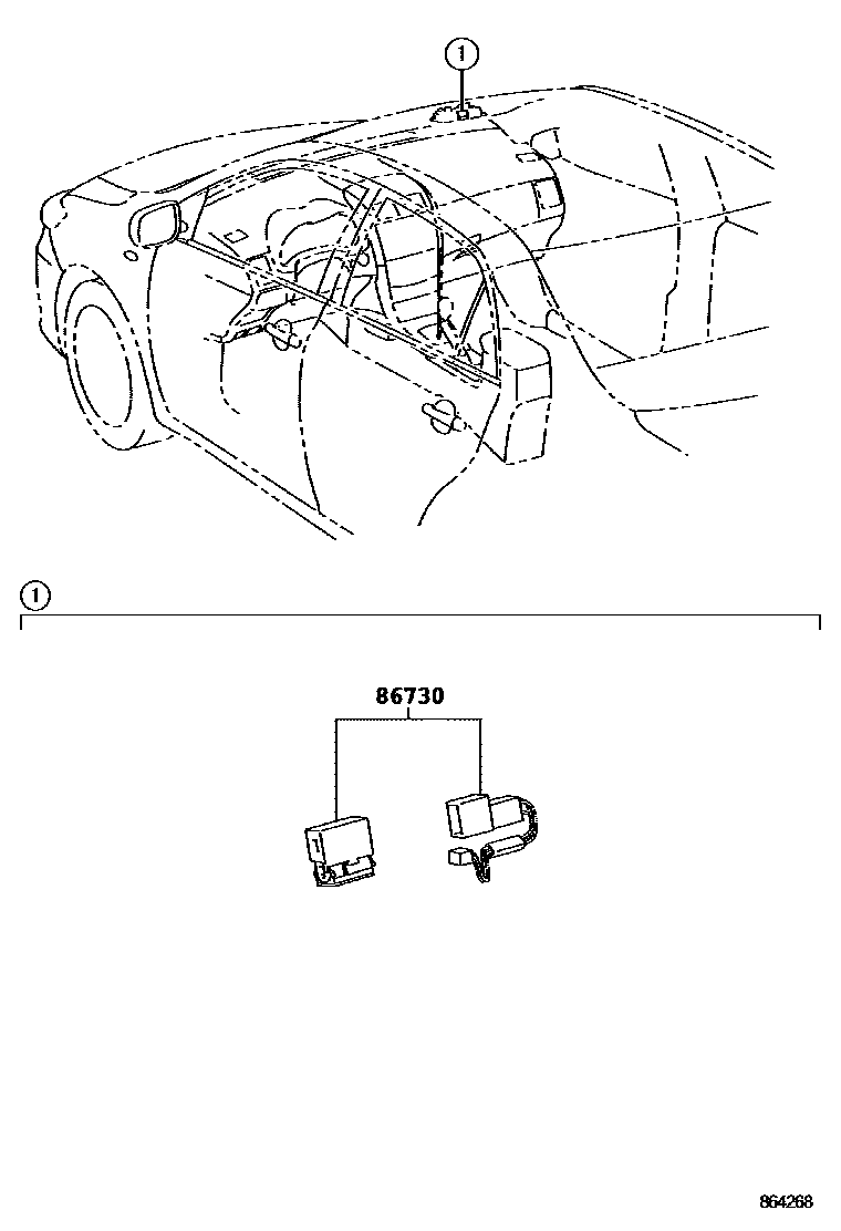 Toyota COROLLA 车载电话和呼救装置 EPC diagram — 864268