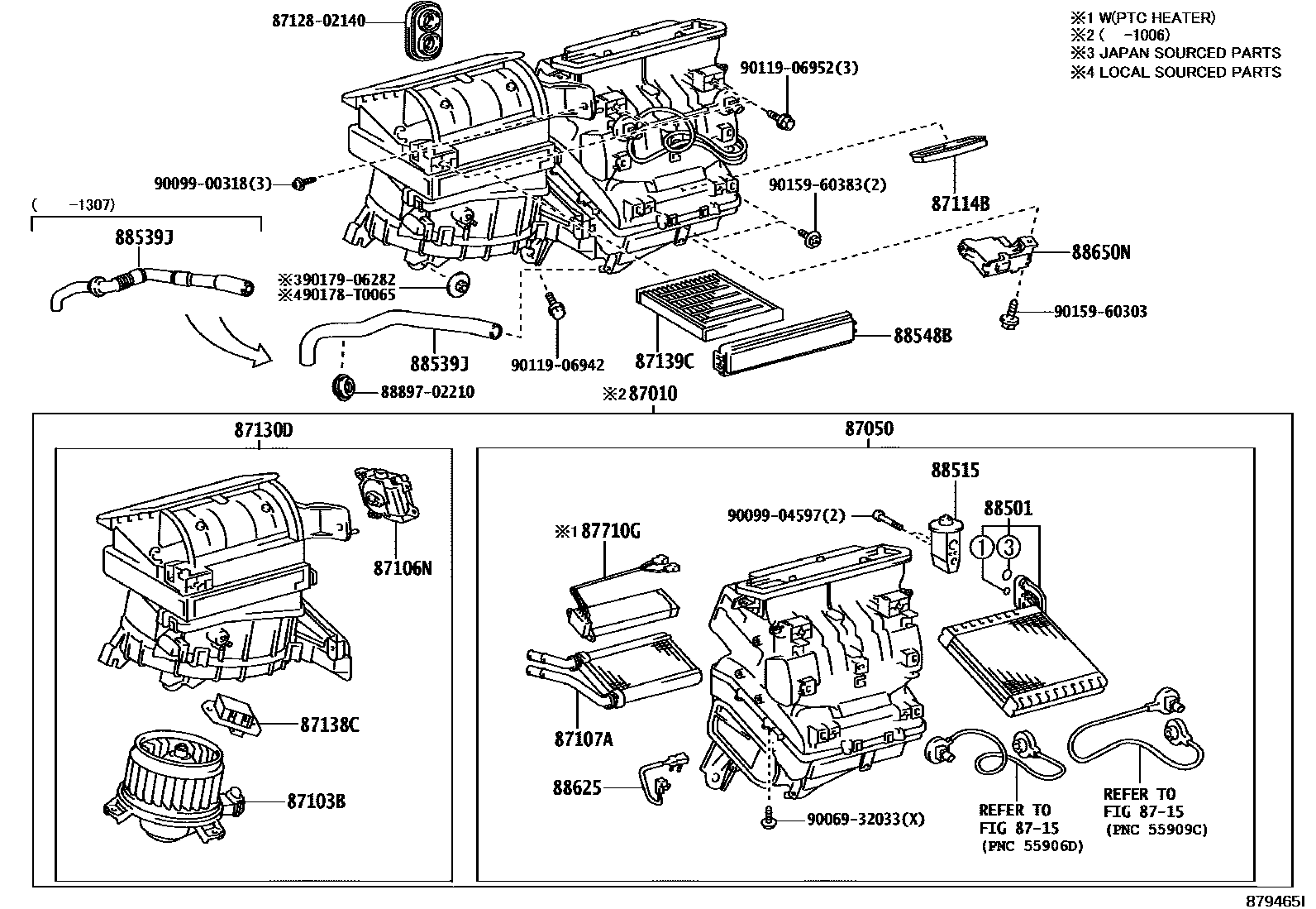 Toyota COROLLA 暖风和空调系统 - 冷却器组件 EPC diagram — 879465I