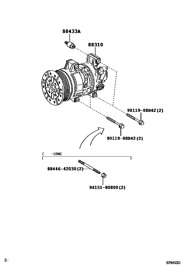Toyota COROLLA Heating & Air Conditioning - Compressor EPC diagram — 879453D