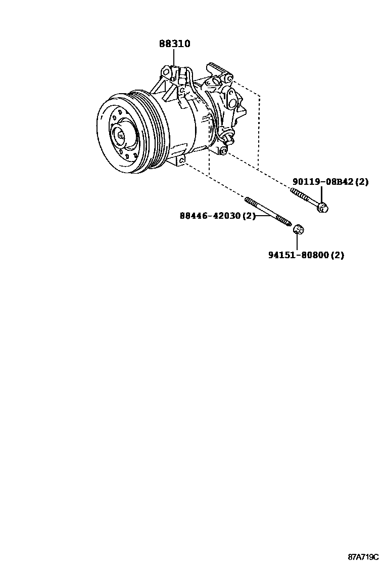 Toyota COROLLA Heating & Air Conditioning - Compressor EPC diagram — 87A719C