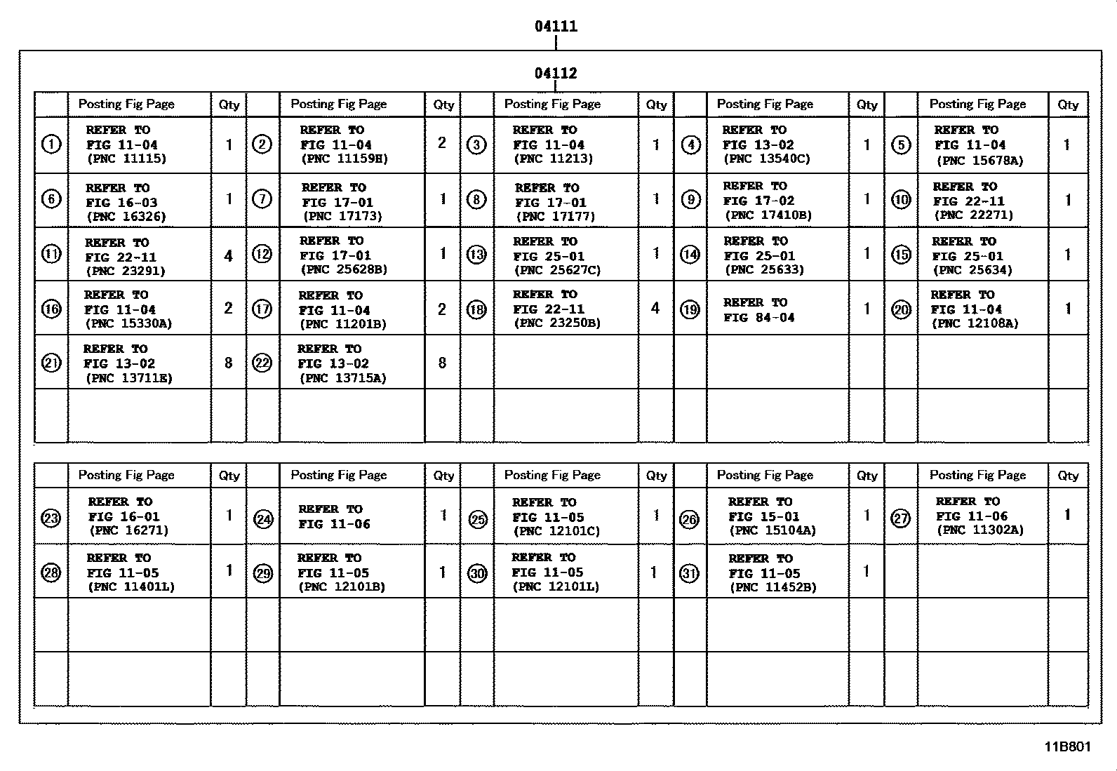 Toyota COROLLA Engine Overhaul Gasket Kit EPC diagram — 11B801