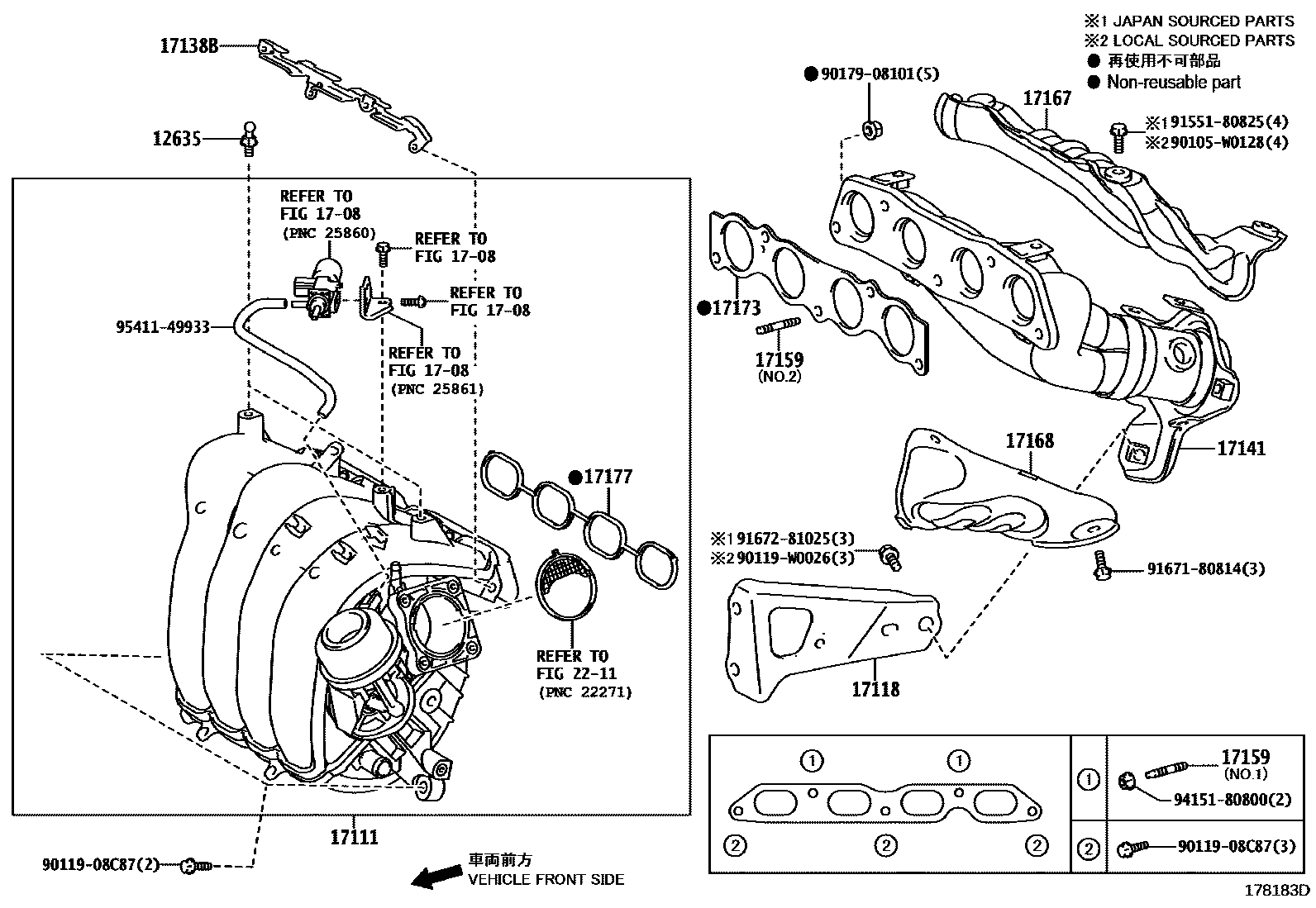 Toyota COROLLA Manifold EPC diagram — 178183D