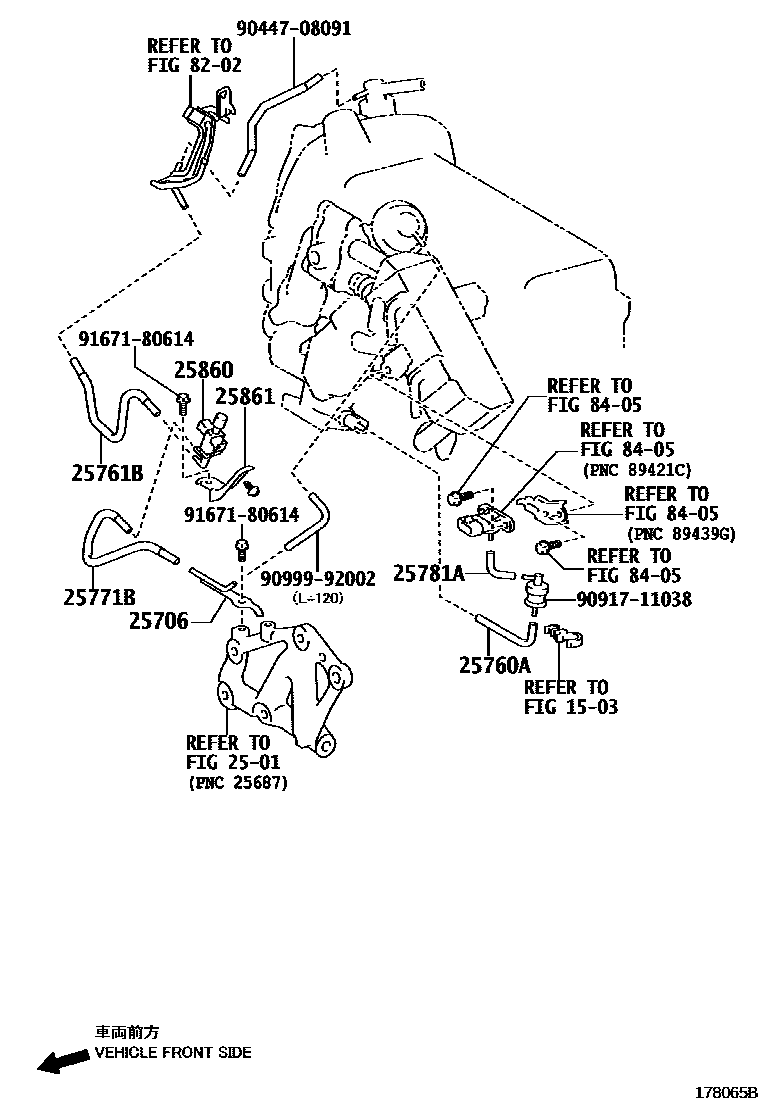 Toyota COROLLA vacuum tube EPC diagram — 178065B