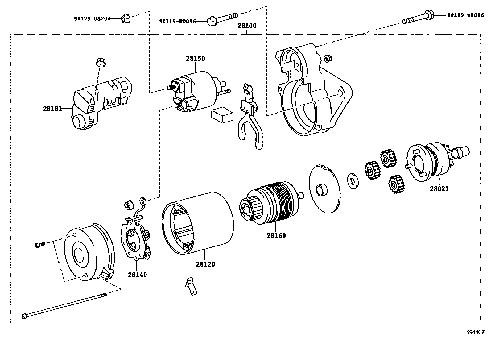 Toyota COROLLA 起动机 EPC diagram — 194167