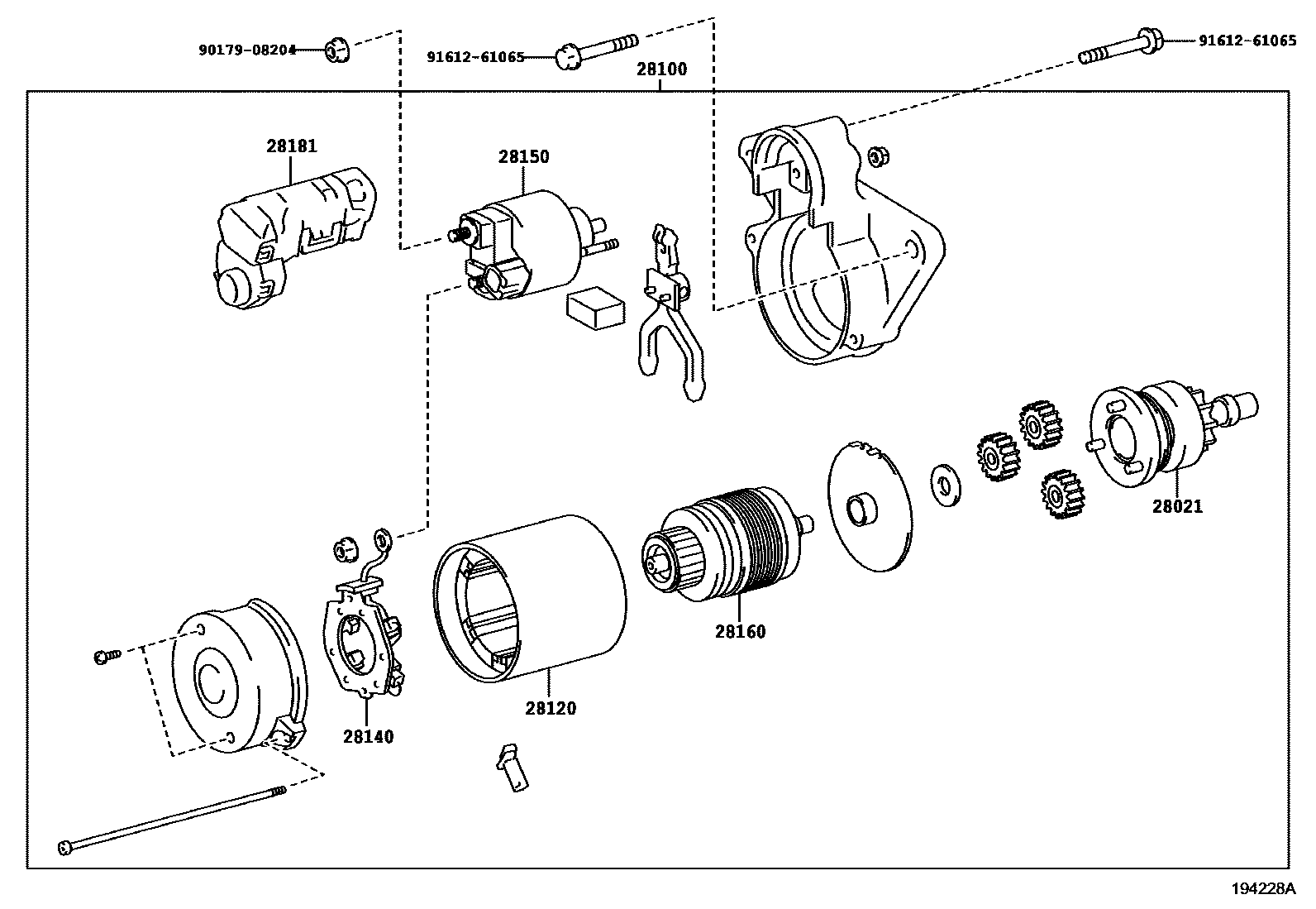 Toyota COROLLA 起动机 EPC diagram — 194228A