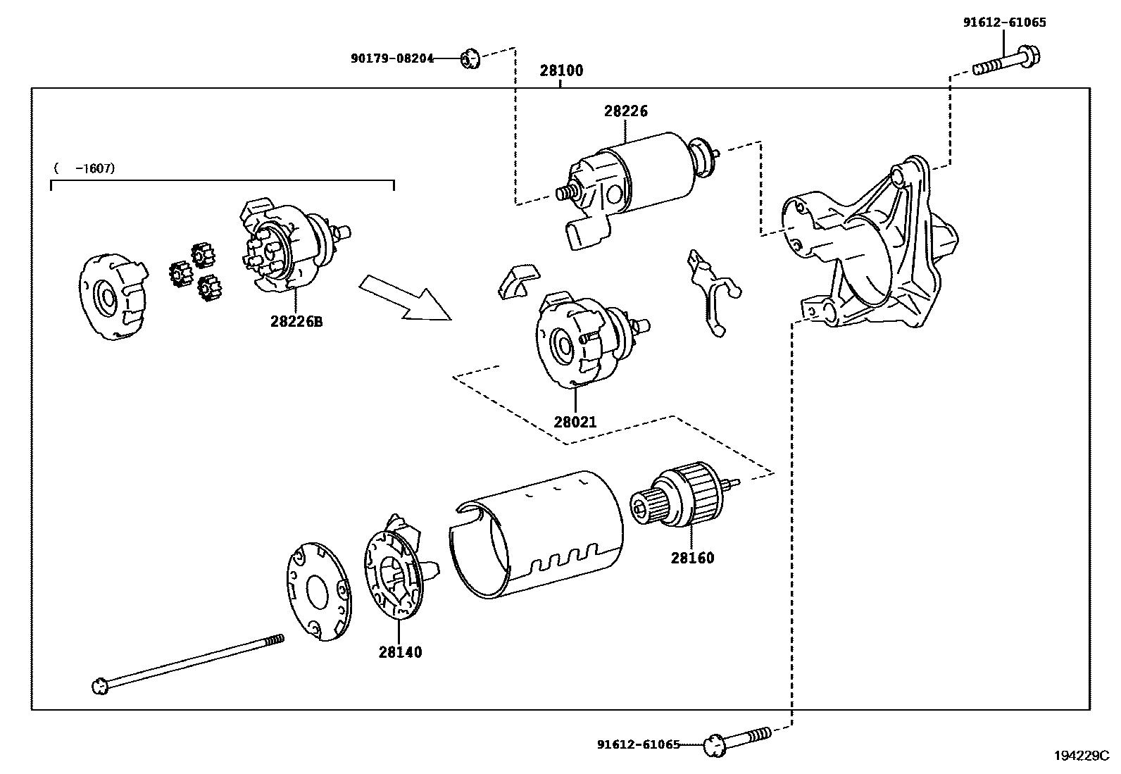 Toyota COROLLA 起动机 EPC diagram — 194229C