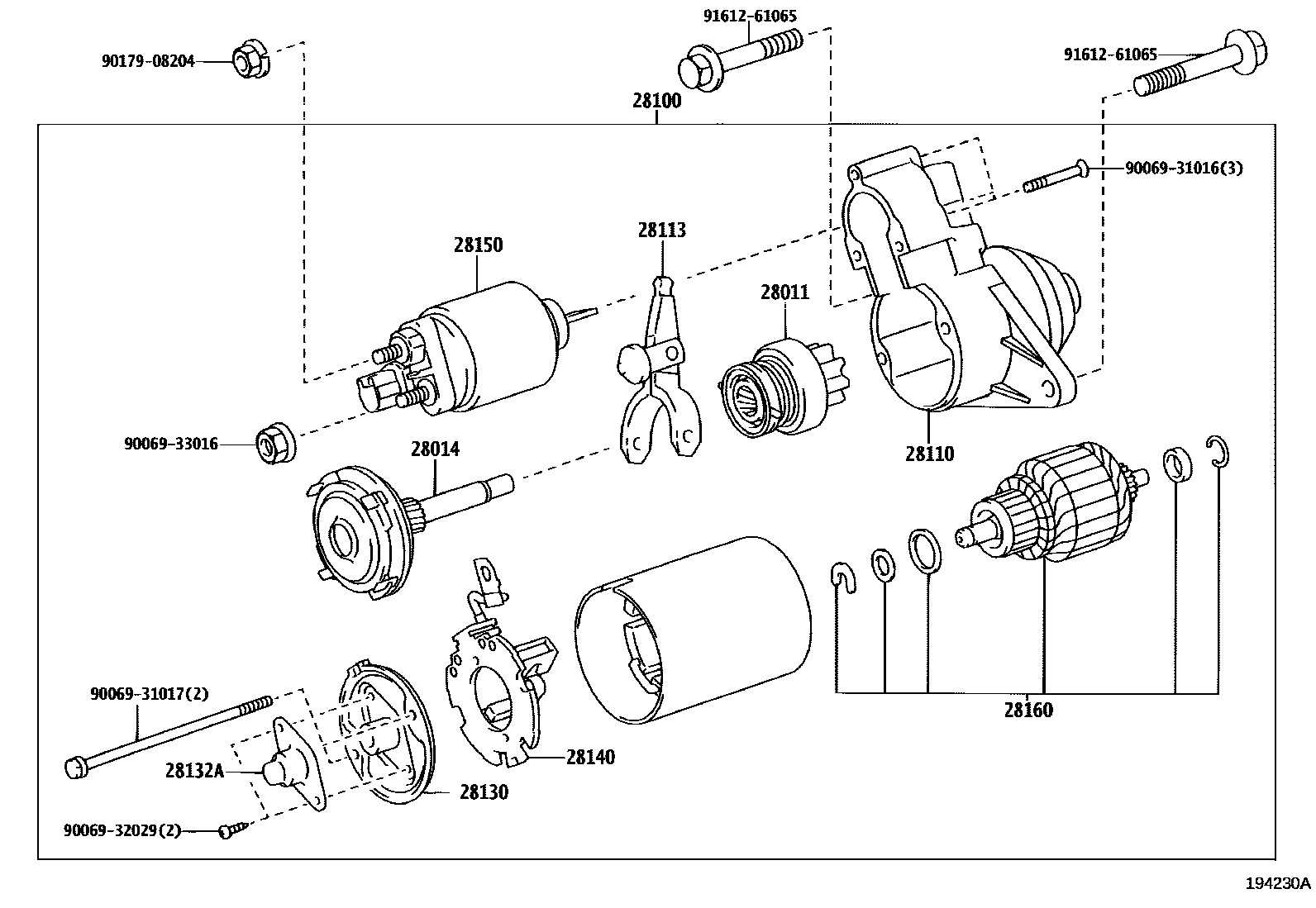 Toyota COROLLA 起动机 EPC diagram — 194230A