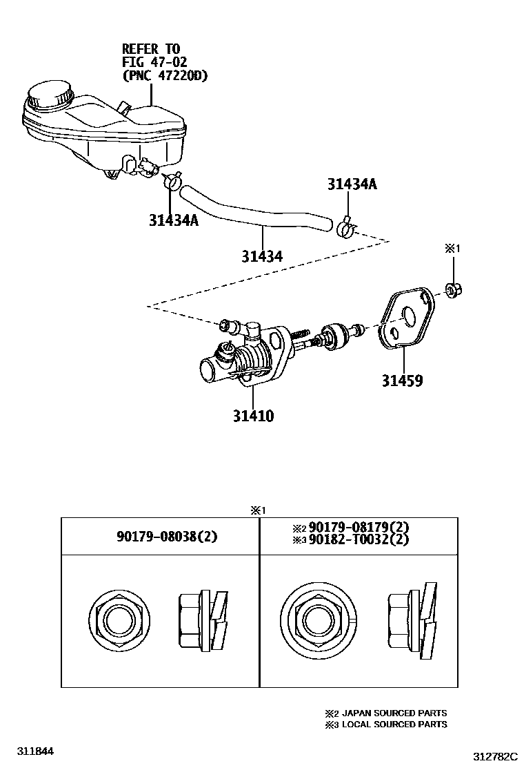 Toyota COROLLA 离合器总泵 EPC diagram — 312782C