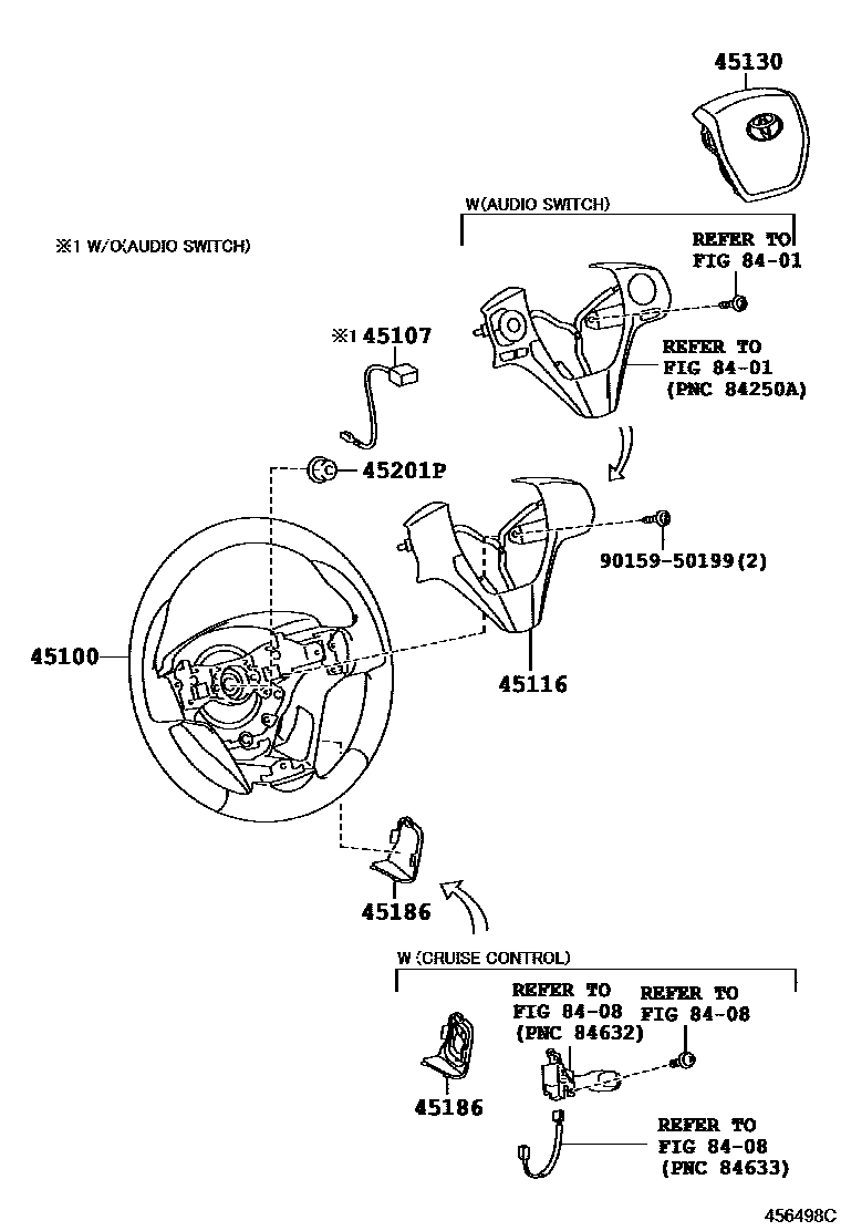 Toyota COROLLA Steering Wheel EPC diagram — 456498C