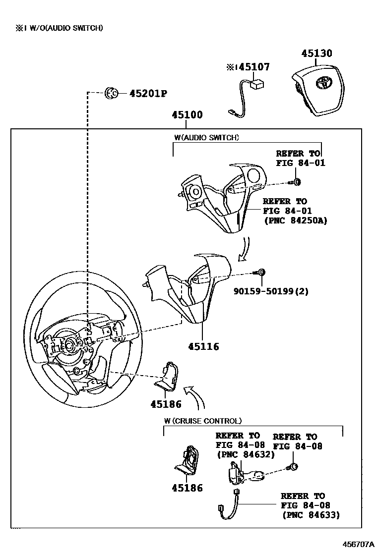 Toyota COROLLA Steering Wheel EPC diagram — 456707A